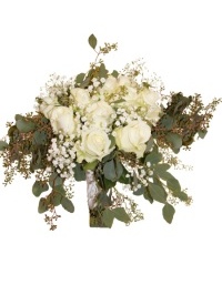 White Roses and Eucalyptus Elegance