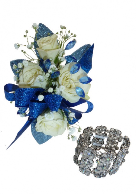 Blue Silver Bracelet Corsage