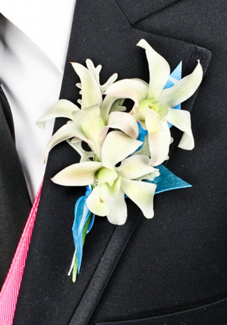 Boutonniere White Orchids