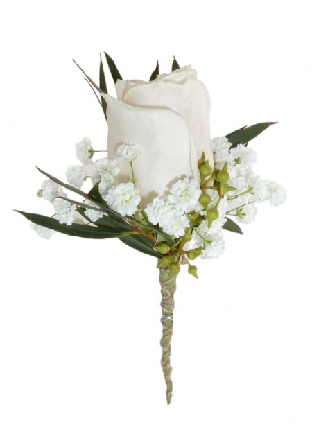 Classic White Rose Boutonniere