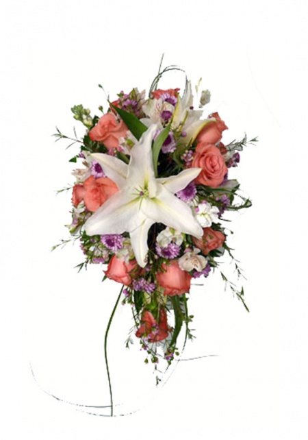 Coral Springtime bridal bouquet