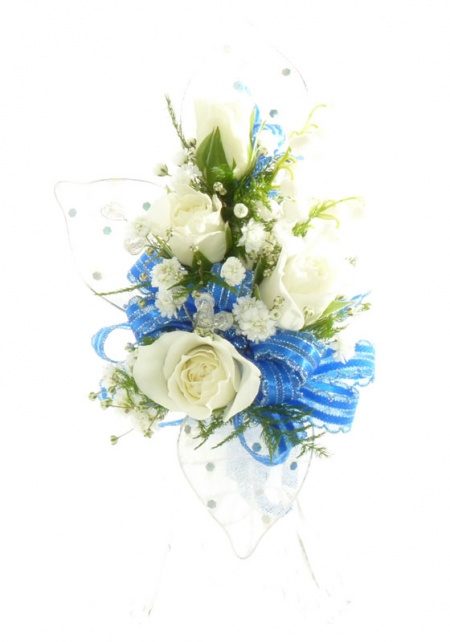 Sky Blue and White Corsage