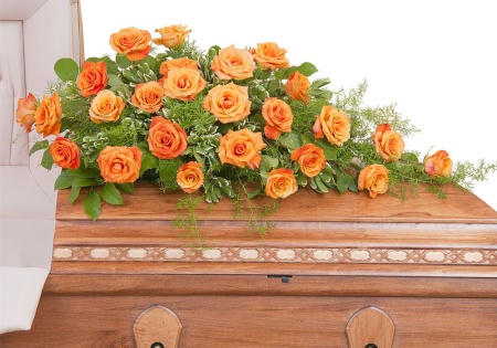 Orange Rose Casket Spray