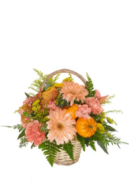 Peachy Pumpkin Basket Bouquet