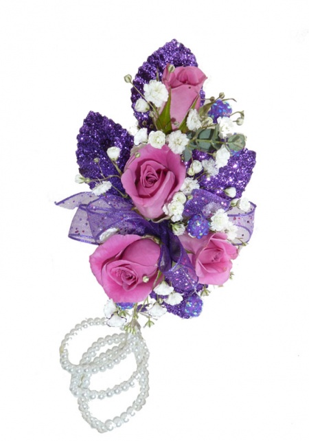 Pearls and Purple Bracelet Corsage