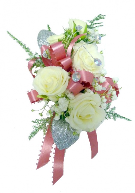 Pink and Silver Corsage