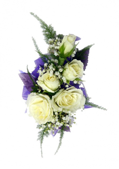 Purple and White Corsage