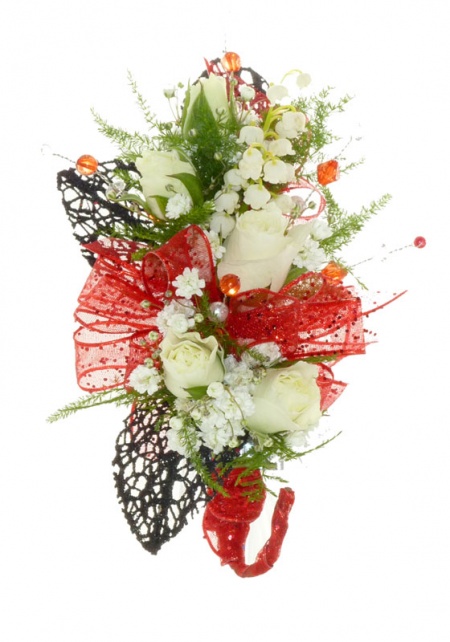 Red White and Black Corsage