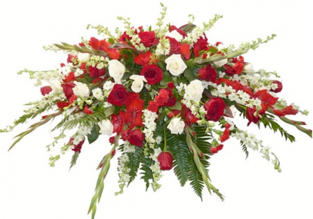 Red and White Radiance Casket Spray