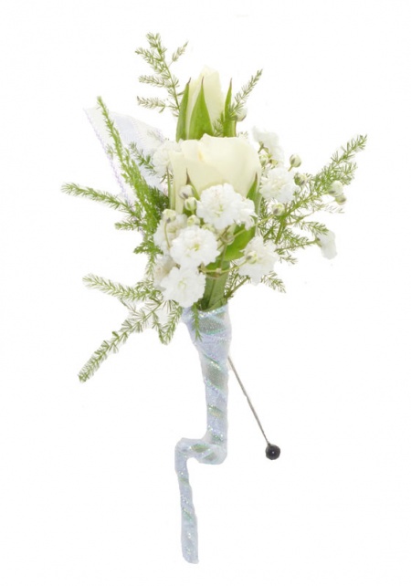 White Spray Rose Boutonniere