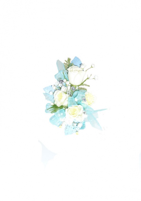 White Rose And Baby Blue Corsage