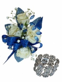 Blue Silver Bracelet Corsage