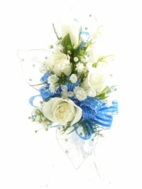 Sky Blue and White Corsage