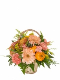 Peachy Pumpkin Basket Bouquet