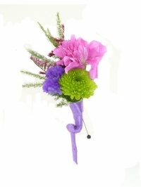 Purple And Pink Button Mum Boutonniere