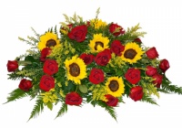 Roses and Sunflowers Casket Spray