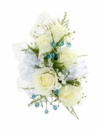 Sky Blue and White Corsage